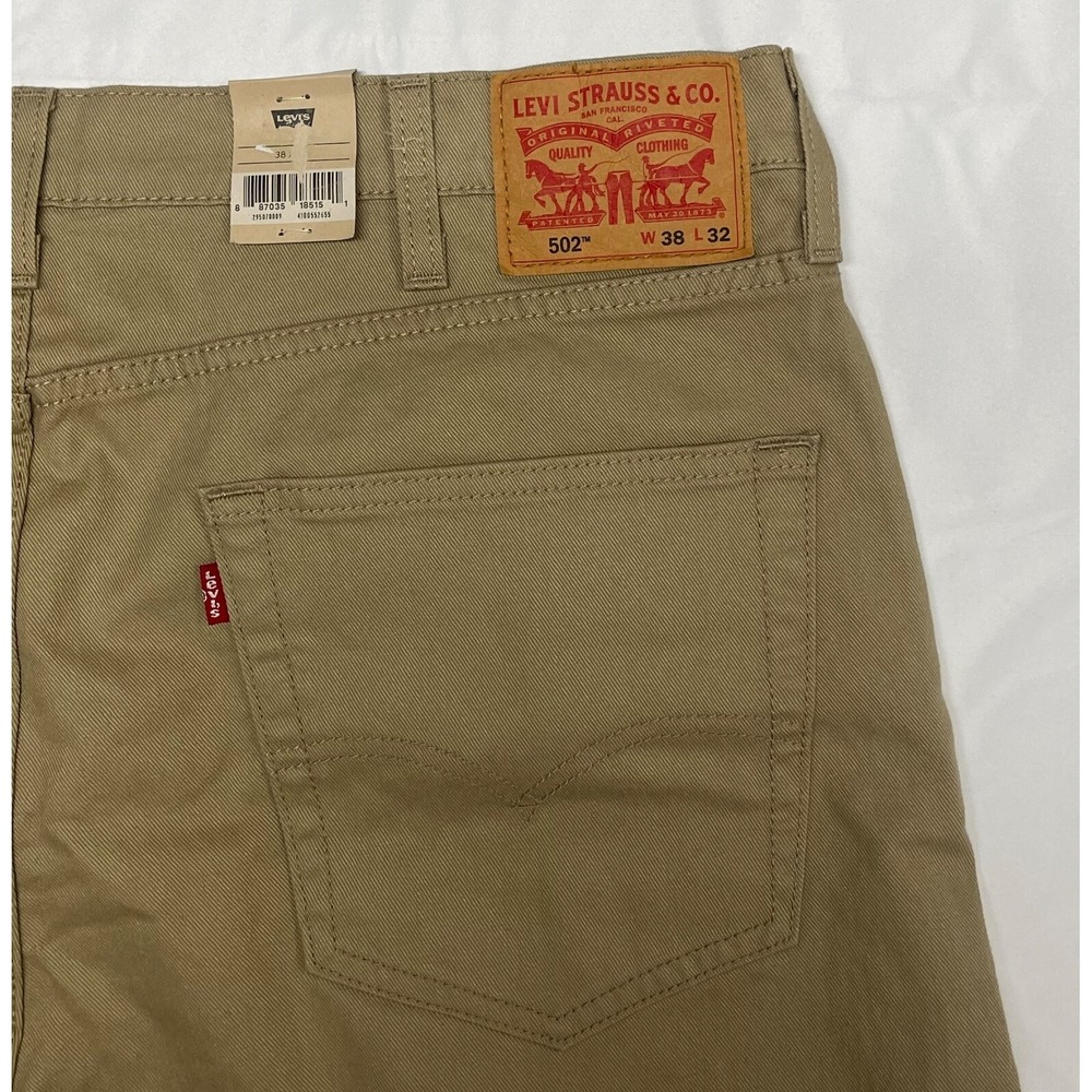 LEVIS 502 JEANS MENS 38 X 32 TAN 502 TAPER STRETCH 99% COTTON - Picture 8 of 14